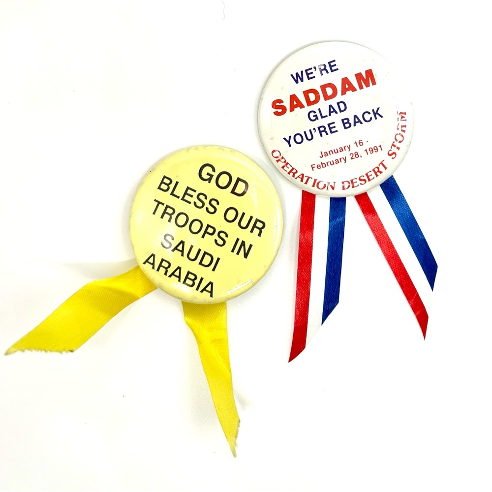 Vintage 90s Patriotic Ribbon Badges Set Desert Storm
